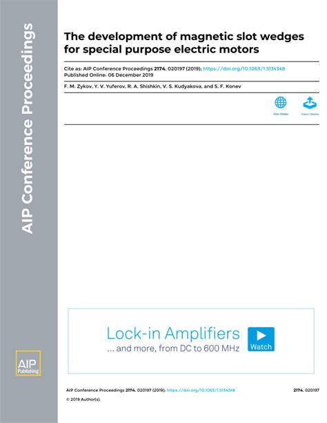 The development of magnetic slot wedges for special purpose electric .